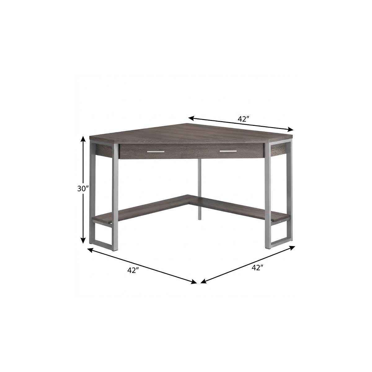 42" Taupe & Silver Corner Computer Desk