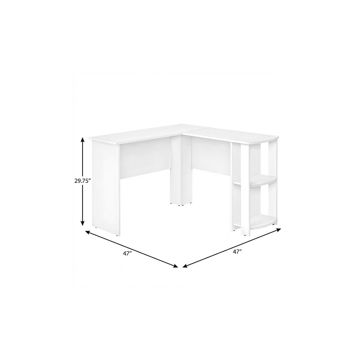 47" White Wood Corner Computer Desk