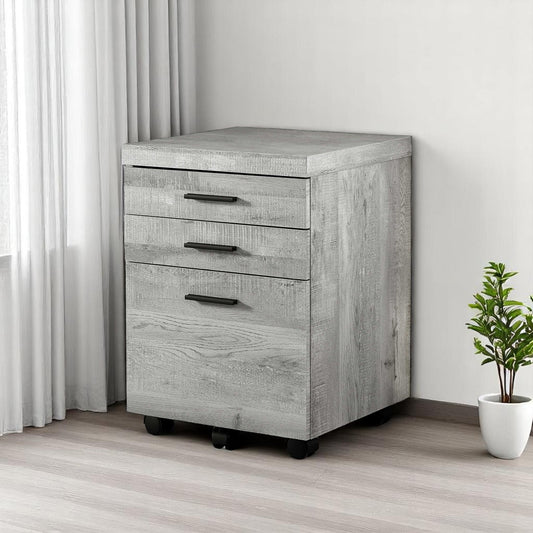 25" Light Gray Particle Board And Wood Filing Cabinet With Drawers