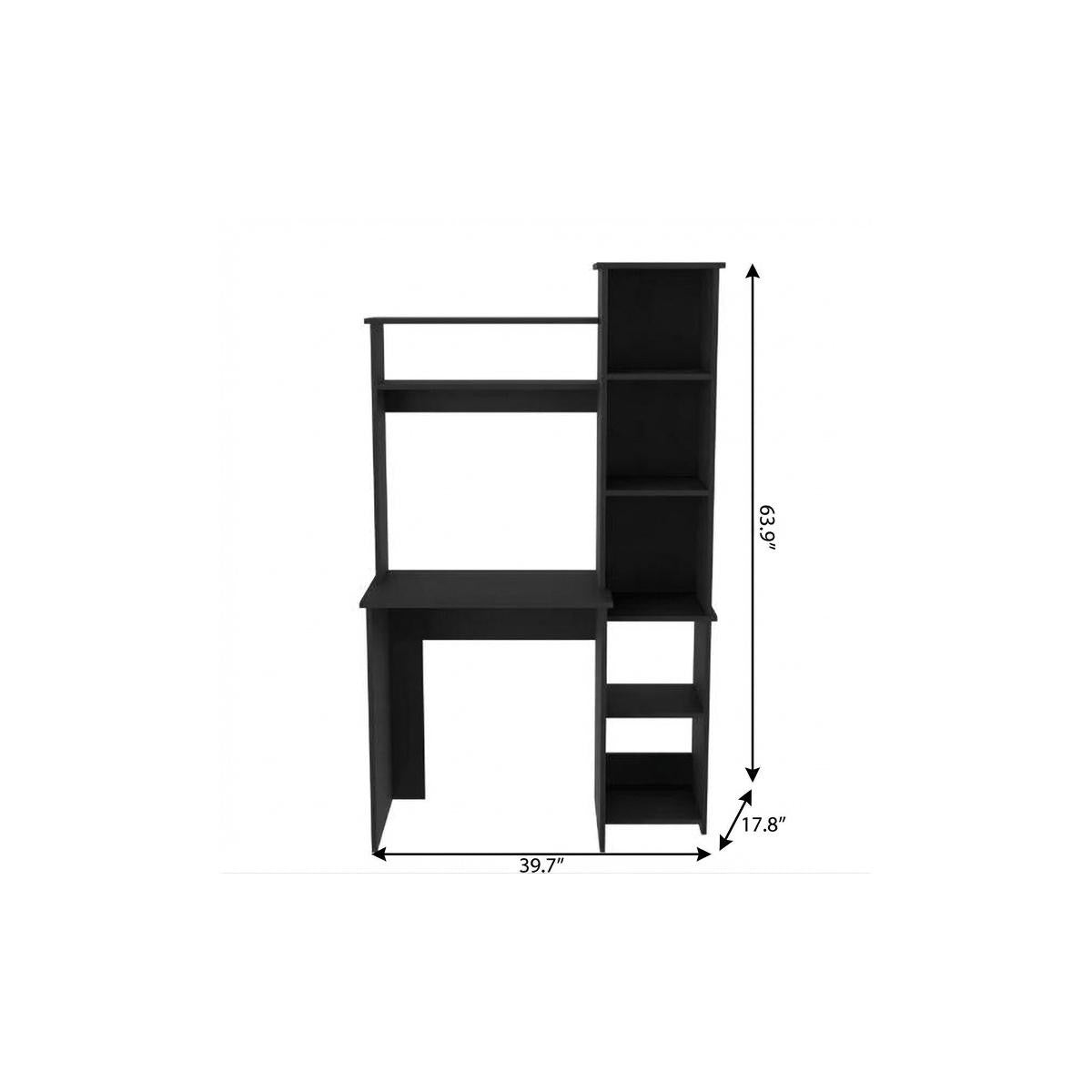 40" Executive Compact Desk | Matte Black & Integrated Hutch