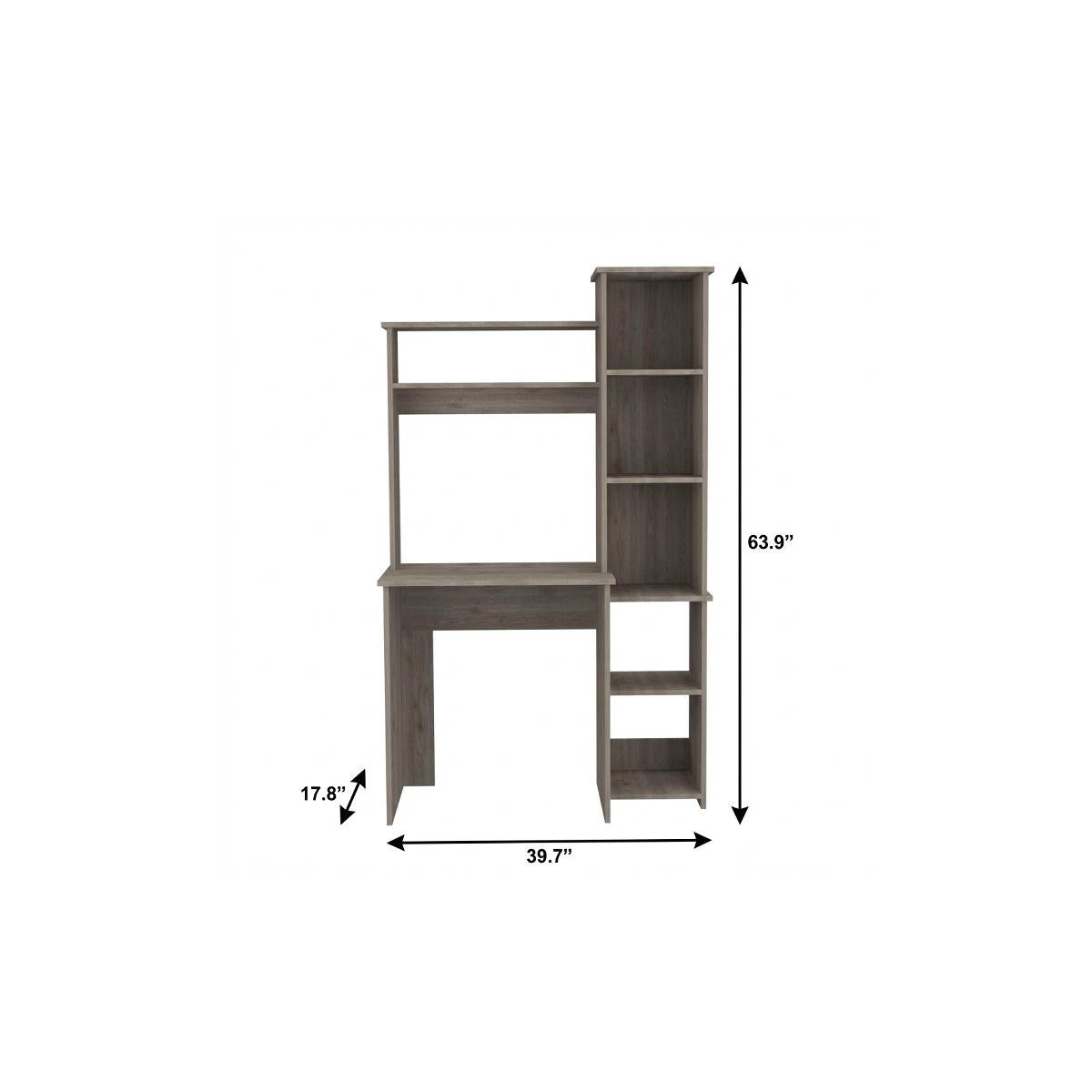 40" Executive Compact Desk | Light Gray & Integrated Hutch