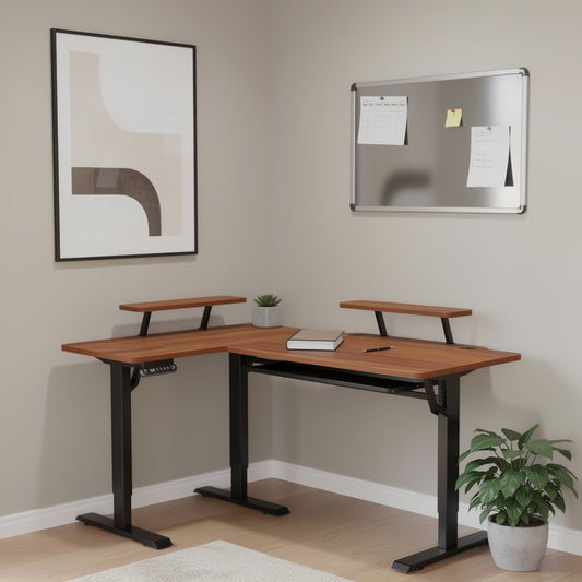 45" Adjustable Oak and White Standing Desk