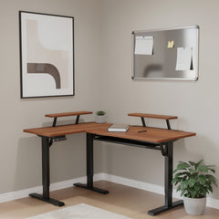 45" Adjustable Oak and White Standing Desk