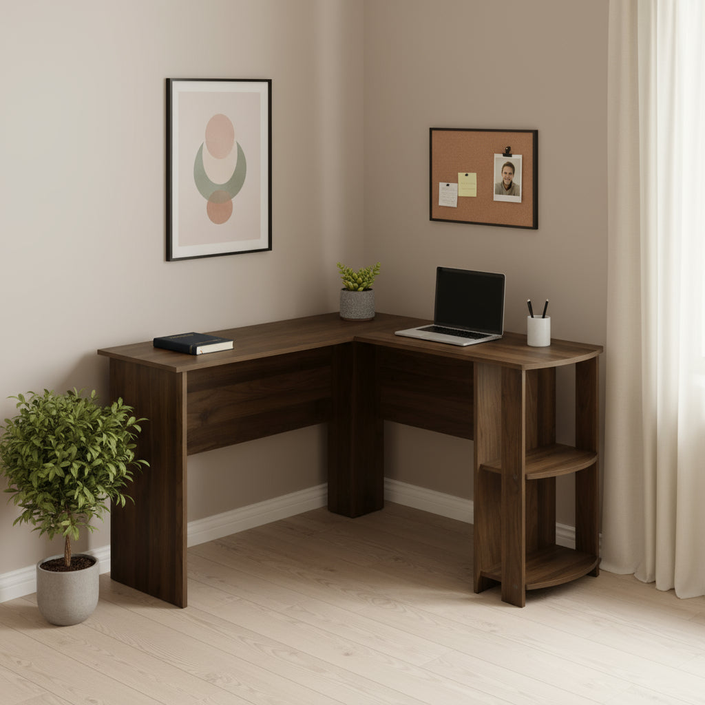 47" Brown Wood Corner Computer Desk