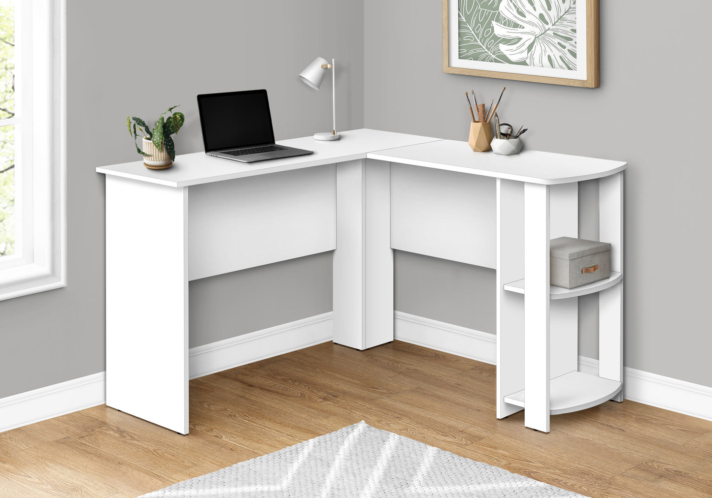 47" White Wood Corner Computer Desk