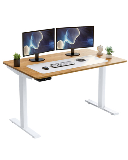 48" Executive Standing Desk | Natural Bamboo & Cloud White