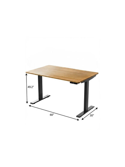 60" Executive Standing Desk | Solid Bamboo & Matte Black Steel