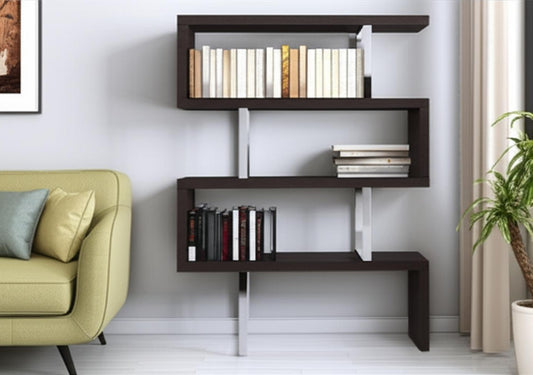 67" Executive Gallery Etagere | Espresso & Polished Silver