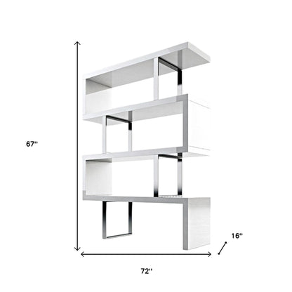 The Mercer 67" Arctic White & Silver Executive Gallery Etagere