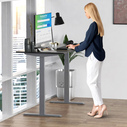 60" Executive Rolling Standing Desk | Black Bamboo & Slate Gray