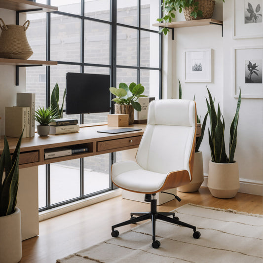 The Coda Executive High-Back Chair - Arctic White & Birch Support