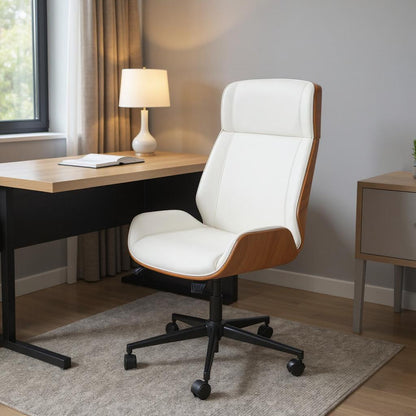 The Coda Executive High-Back Chair - Arctic White & Birch Support