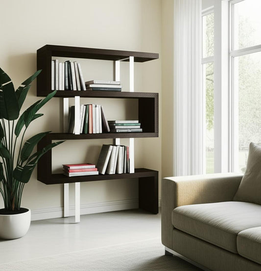 67" Executive Gallery Etagere | Stealth Black & Polished Silver