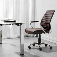 Executive Low-Back Office Chair | Espresso & Polished Silver