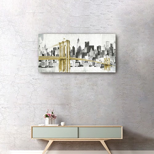 "NYC Golden Bridge" Skyline Canvas | Avery Tillmon Edition