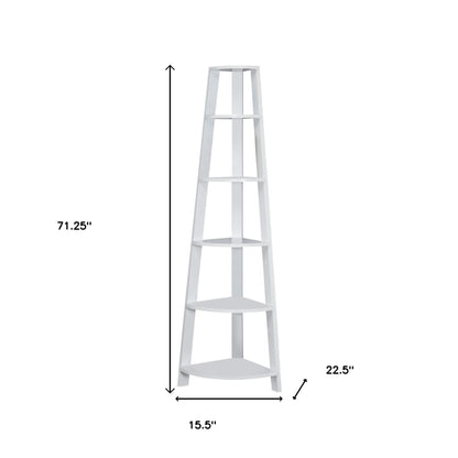 The Spire 71" Arctic White 5-Tier Executive Corner Library