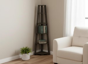 The Spire 71" Golden-Oak 5-Tier Executive Corner Library
