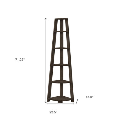 The Spire 71" Golden-Oak 5-Tier Executive Corner Library