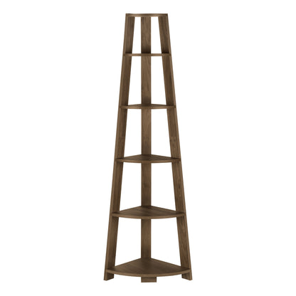 The Spire 71" Mahogany-Brown 5-Tier Executive Corner Library
