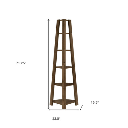 The Spire 71" Mahogany-Brown 5-Tier Executive Corner Library