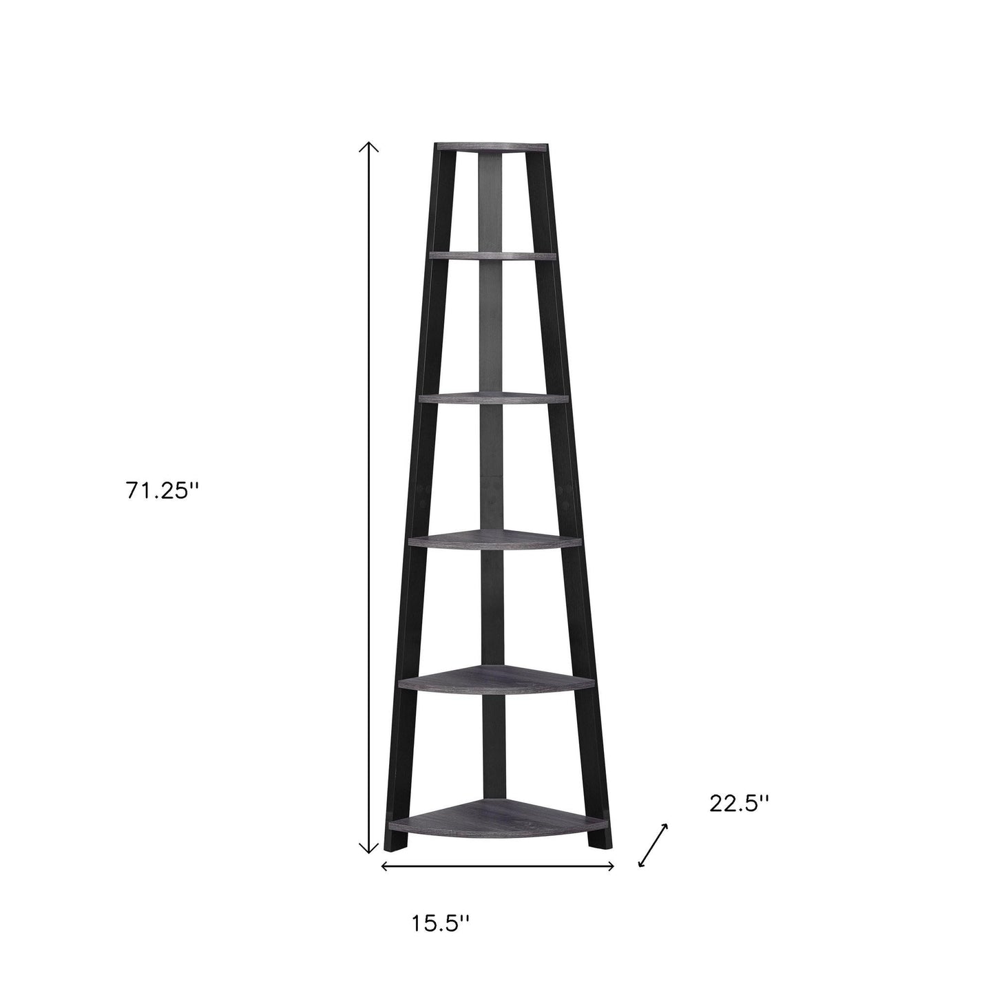 The Spire 71" Steel-Gray Matte 5-Tier Executive Corner Library