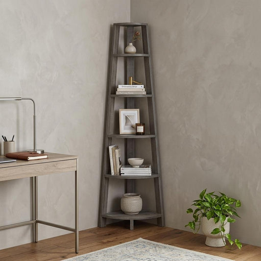 Heritage Slate-Taupe Spire | 71" Five-Tier Executive Library