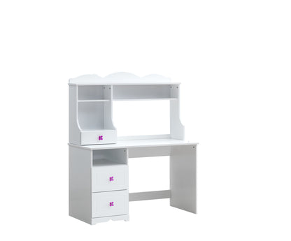 The Kaelen 47" Glossy White Solid Rubberwood Writing Desk