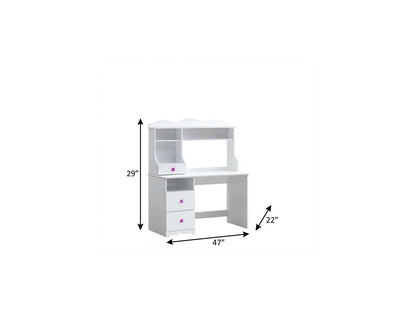 The Kaelen 47" Glossy White Solid Rubberwood Writing Desk