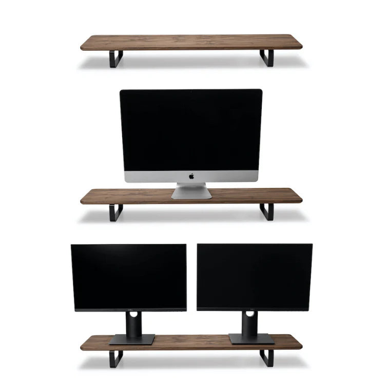 Solid Walnut Desk Shelf | Handcrafted Dual Monitor Stand Riser