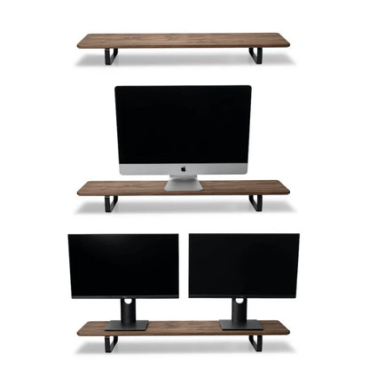 Solid Walnut Desk Shelf | Handcrafted Dual Monitor Stand Riser