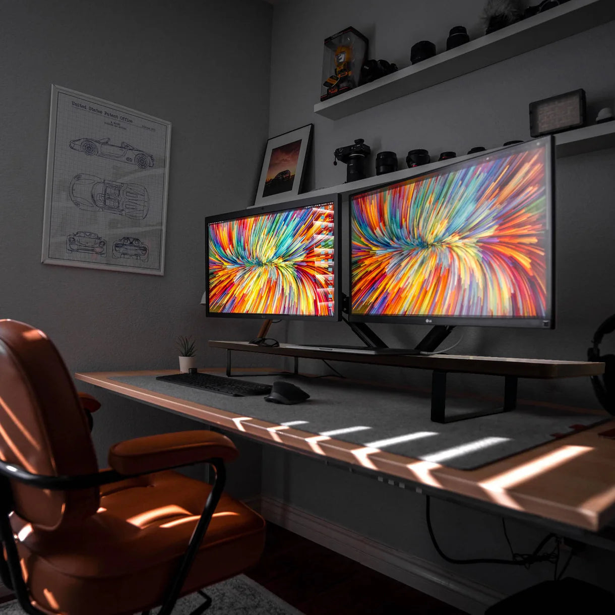 Solid Walnut Desk Shelf | Handcrafted Dual Monitor Stand Riser