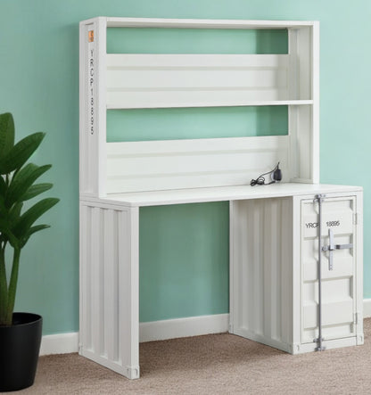 The Thorne 47" White Metal Executive Desk with Hutch