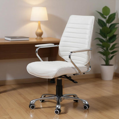 The Mercer Executive Low-Back Office Chair - Arctic White & Silver