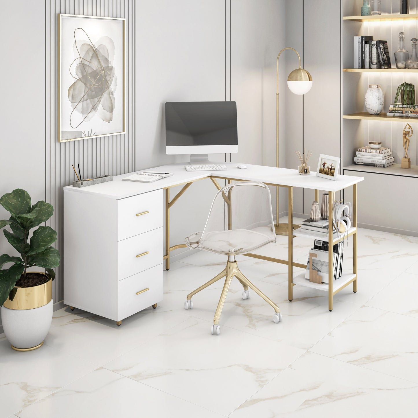 The Apex 59" L-Shaped Executive Desk