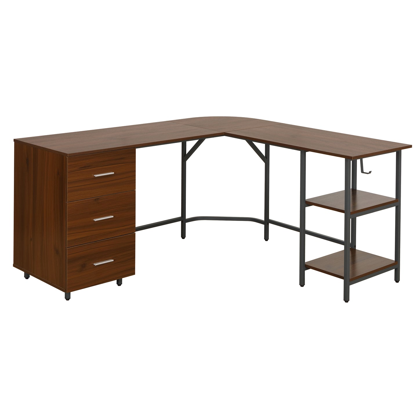 The Apex 59" Walnut L-Shaped Executive Desk
