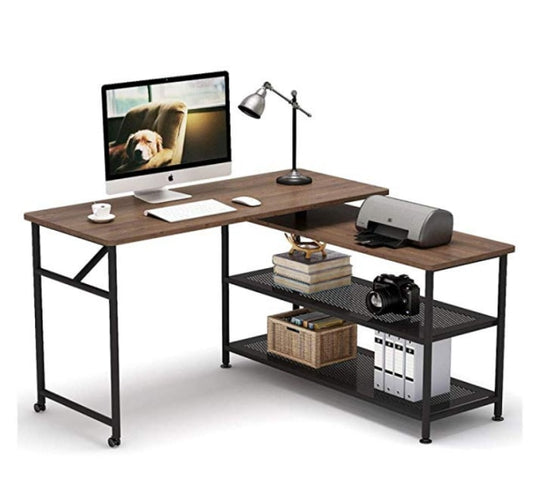 Finest Dynamics Office Desk with 360° Rotating Table with Storage Shelves
