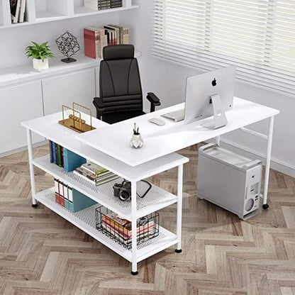 Finest Dynamics Office Desk with 360° Rotating Table with Storage Shelves