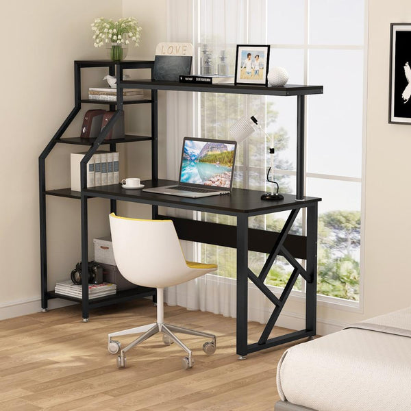 Finest Dynamics Office Desk with 4-Tier Storage Shelves