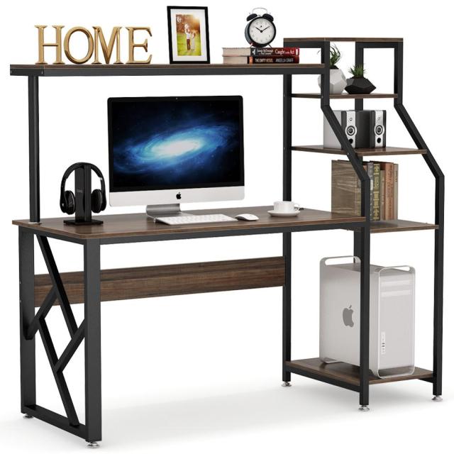 Finest Dynamics Office Desk with 4-Tier Storage Shelves