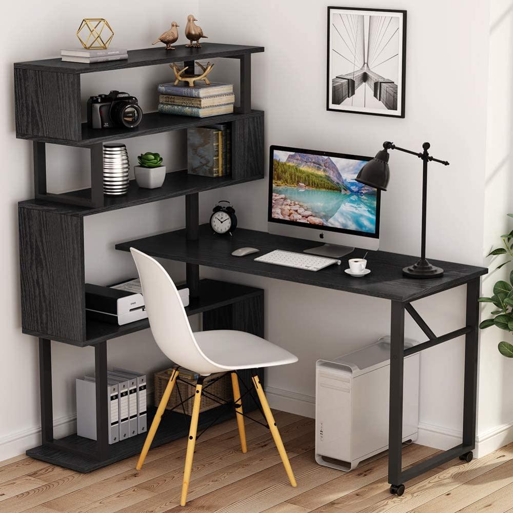 Finest Dynamics Rotating Office Desk with 5 Shelve Bookshelf