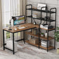 Finest Dynamics L Shaped Office Desk with 5 Storage Shelves