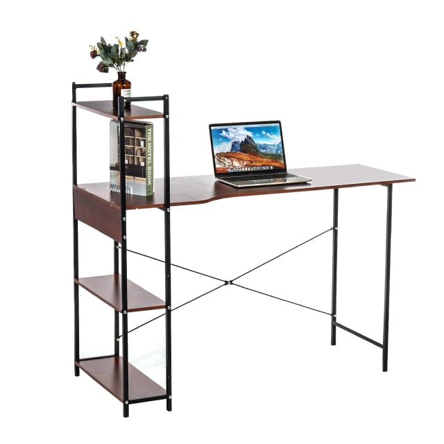 Finest Dynamics H Shape Office Desk with 4 Tiers Bookshelf