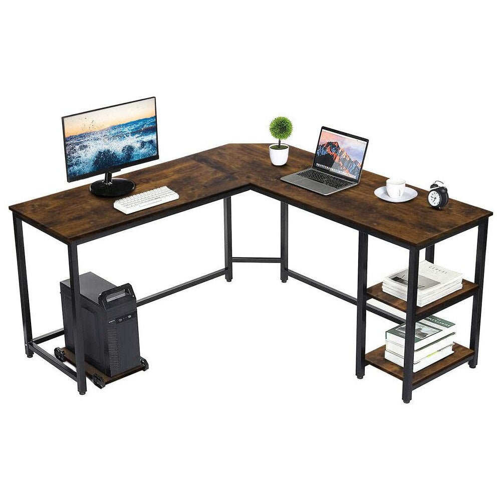 Finest Dynamics L Shaped Office Desk with Shelves